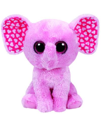 Jucarie de plus TY Toys Beanie Boos - Elefanc cu inima, roz, 24 cm - 1