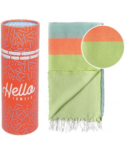 Prosop de plajă în cutie Hello Towels - Neon, 100 x 180 cm, 100% bumbac, verde-albastru - 1