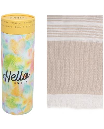 Prosop de plajă în cutie Hello Towels - New Collection, 100 x 180 cm, 100% bumbac, bej - 1