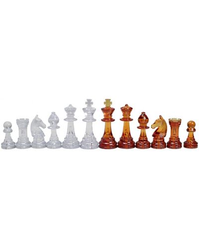 Piese de șah din plastic Sunrise - Staunton nr. 6, chihlimbar/transparent - 1