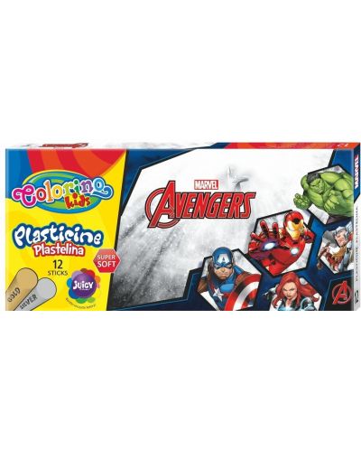 Colorino Marvel Avengers Plastilina 12 culori + auriu si argintiu - 1