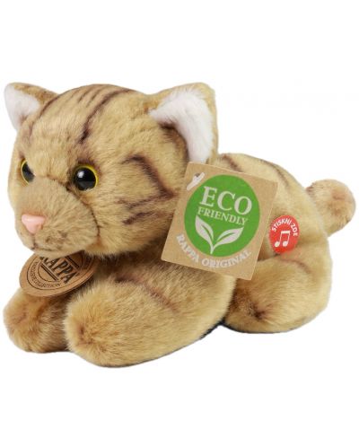 Jucărie de pluș Rappa Eco friends - Pisicuță maro, cu sunet, 15 cm - 1