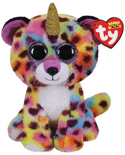 Jucarie de plus TY Toys Beanie Boos - Leopard cu corn Giselle, 15 cm - 1