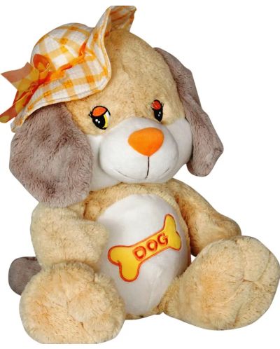 Jucărie de pluș Amek Toys - Câine cu pălărie galbenă, 30 cm - 1