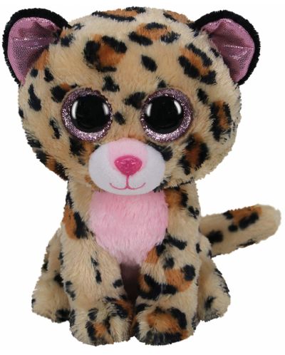 Jucarie de plus TY Toys - Leopard roz-maro Livvie, 15 cm - 1