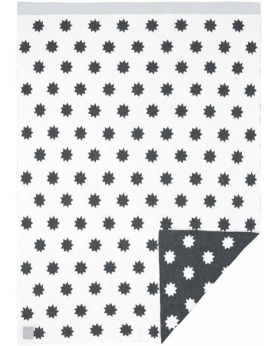 Pătură tricotată Lassig - Stele albe și negre, 75 x 100 cm, față dublă - 1