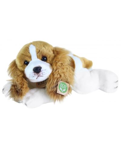 Jucărie de pluș Rappa Eco Friends - Câine Cavalier King Charles Spaniel culcat, 30 cm - 2