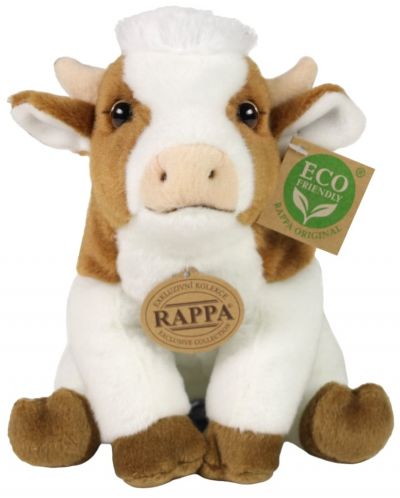 Jucărie de pluș Rappa Eco Friends - Vacă, așezată, 18 cm - 2