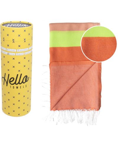 Prosop de plajă în cutie Hello Towels - Neon, 100 x 180 cm, 100% bumbac, portocaliu-verde - 1