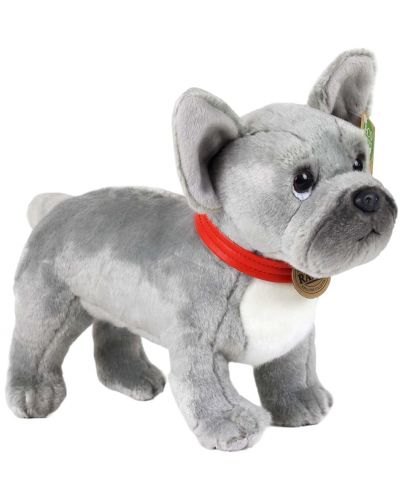 Jucărie de pluș Rappa Eco friends - Câine buldog francez, în picioare, gri, 30 cm - 1