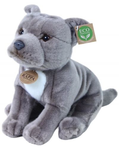 Jucărie de pluș Rappa Eco Friends - Staffordshire Bull Terrier, gri, așezat, 30 cm - 2