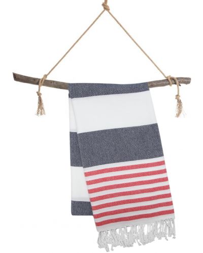 Prosop de plajă în cutie Hello Towels - New Collection, 100 x 180 cm, 100% bumbac, albastru-roșu - 3