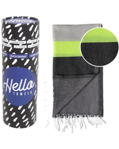 Prosop de plajă în cutie Hello Towels - Neon, 100 x 180 cm, 100% bumbac, verde-negru - 1