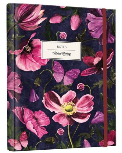 Planificator Victoria's Journals Florals - Flori, spirală ascunsă, copertă rigidă, cu linii - 1