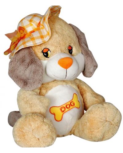 Jucărie de pluș Amek Toys - Câine cu pălărie galbenă, 36 cm - 1