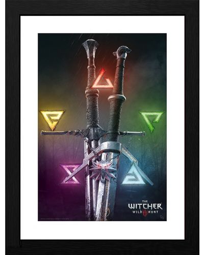 Poster cu rama ABYstyle Games: The Witcher - Signs & Swords - 1