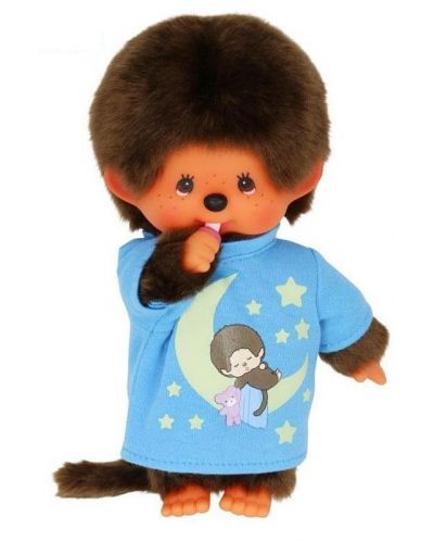 Jucărie de pluș Monchhichi - Maimuță cu tricou fluorescent, 20 cm. - 1
