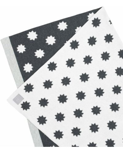 Pătură tricotată Lassig - Stele albe și negre, 75 x 100 cm, față dublă - 2