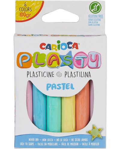 Plastilina Carioca Plasty - 6 culori, pastel - 1