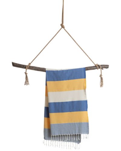 Prosop de plajă în cutie Hello Towels - Palermo, 100 x 180 cm, 100% bumbac, galben-albastru - 3