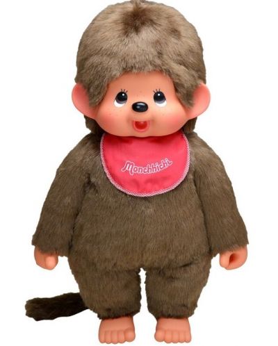Jucarie de plus Monchhichi - Maimuta-fetita cu bavetica rosie, 80 cm - 2