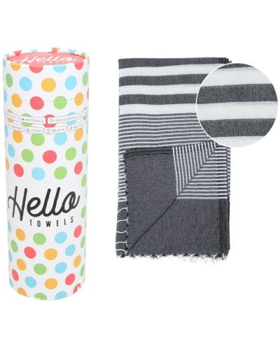 Prosop de plajă în cutie Hello Towels - Malibu, 100 x 180 cm, 100% bumbac, alb-negru - 1