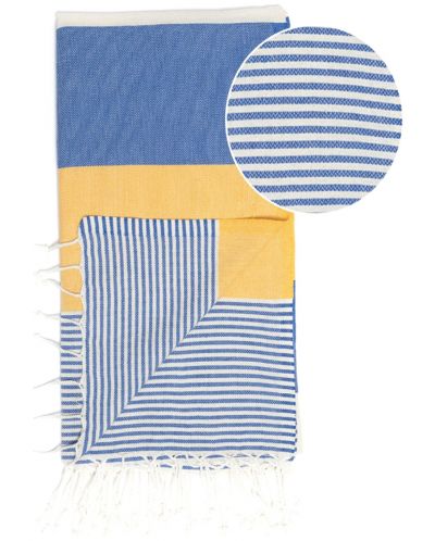 Prosop de plajă în cutie Hello Towels - Palermo, 100 x 180 cm, 100% bumbac, galben-albastru - 2