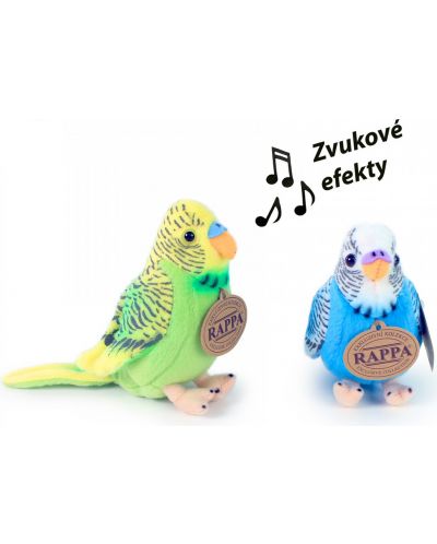 Jucărie de pluș Rappa Eco friends - Papagal lânos, cu sunet, albastru, 11 cm - 2