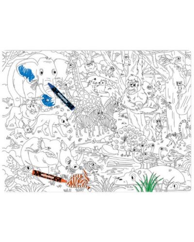Poster de colorat Crocodile Creek - Animale din junglă, 8 creioane colorate - 3