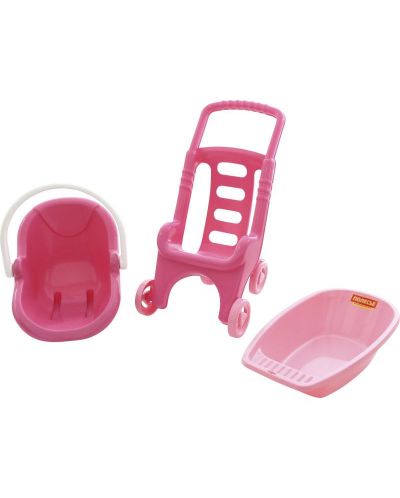 Set accesorii pentru papusi Polesie Toys - Pink line 3 in 1 - 1