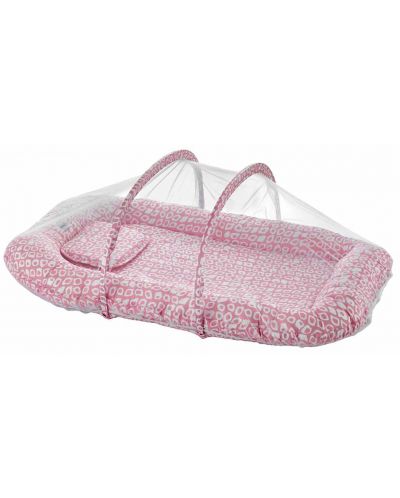 Covoraș de dormit BabyJem cu plasă de țânțari - Pătrate, roz - 1