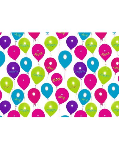 Hartie de impachetat cadouri Susy Card - Baloane colorate, 70 x 200 cm - 1