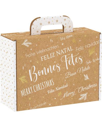 Cutie de cadou Giftpack - Bonnes Fêtes, kraft și alb, 25 x 18.5 x 9.5 cm - 1