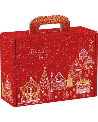 Cutie de cadou Giftpack - Bonnes Fêtes, roșu și auriu, 25 x 18.5 x 9.5 cm - 1
