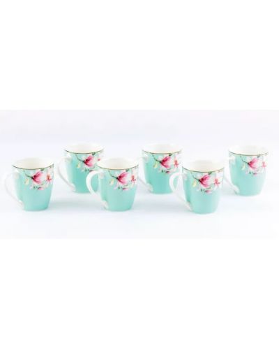 Serviciu porțelan pentru băuturi calde Morello - Tiffany Blue Magnolia, 6 căni, 360 ml - 2