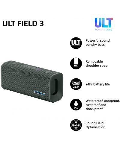 Difuzor portabil Sony - SRS ULT Field 3, gri | Ozone.ro