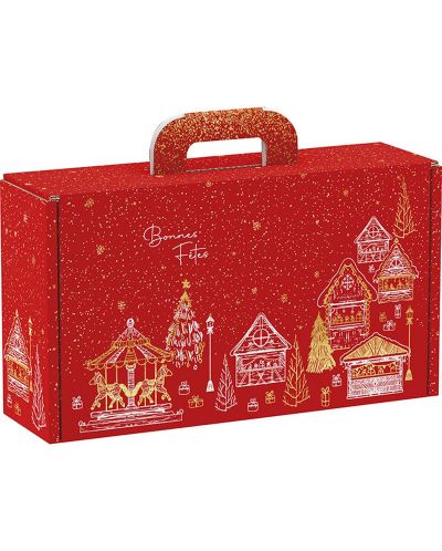 Cutie de cadou Giftpack - Bonnes Fêtes, Auriu cu rosu, 33 x 18.5 x 9.5 cm - 1