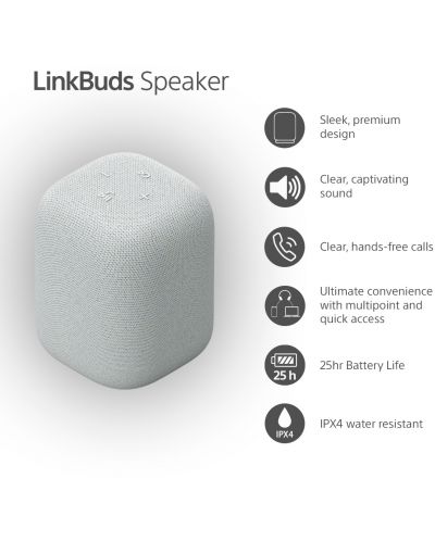 Boxa portabila Sony - LinkBuds Speaker, IPX4, gri | Ozone.ro