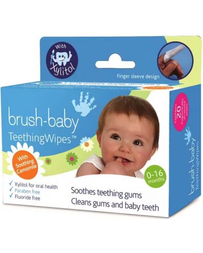 Servețele de curatare gingii și dinți Brush Baby - 0-16 luni, 20 buc. - 1