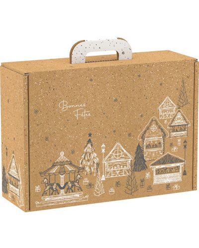Cutie de cadou Giftpack Bonnes Fêtes - Kraft, 34.2 cm - 1