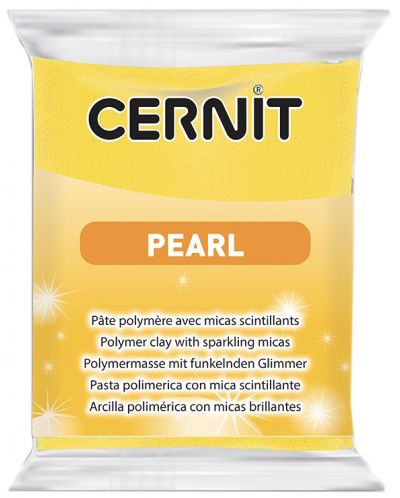 Argila polimerică Cernit Pearl - Galben, 56 g - 1