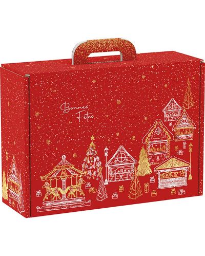 Cutie de cadou Giftpack - Bonnes Fêtes, Auriu cu rosu, 34.2 x 25 x 11.5 cm - 1