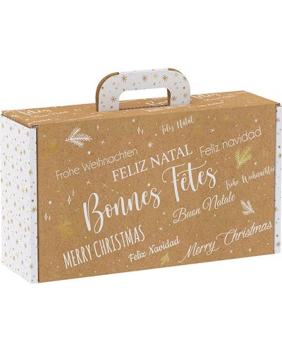 Cutie de cadou Giftpack - Bonnes Fêtes, kraft și alb, 33 x 18.5 x 9.5 cm - 1