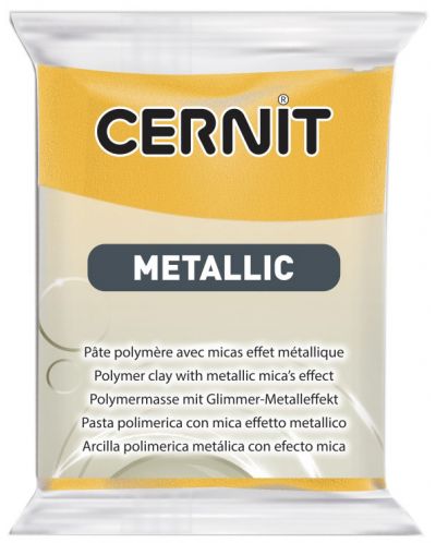Argila polimerică Cernit Metallic - Galben, 56 g - 1