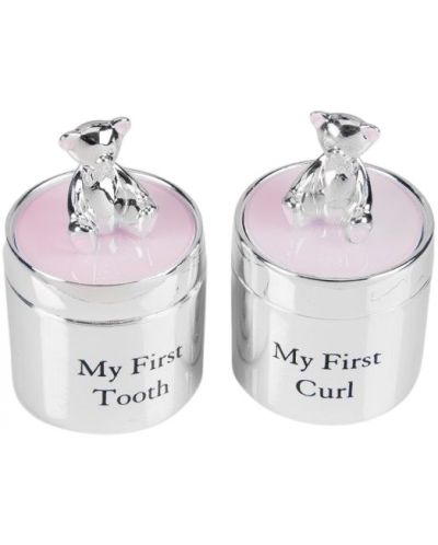 Set cutii placate cu argint primul dinte si prima suvita de par Widdop - Bambino, roz - 1
