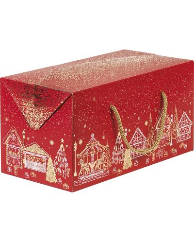Cutie de cadou Giftpack - Bonnes Fêtes, roșu și auriu, 31.5 x 16 x 16 cm - 1