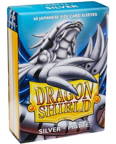 Protecții pentru cărți de joc Dragon Shield Sleeves - Small Matte Silver  (60 buc.) - 1