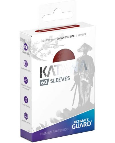 Protectii pentru carti de joc Ultimate Guard Katana Sleeves Japanese Size - Red (60 buc.) - 1
