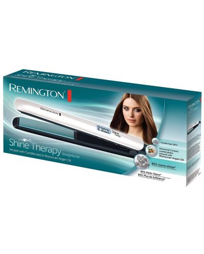 Placă de păr Remington - Shine Therapy S8500, 230°C, albă - 2