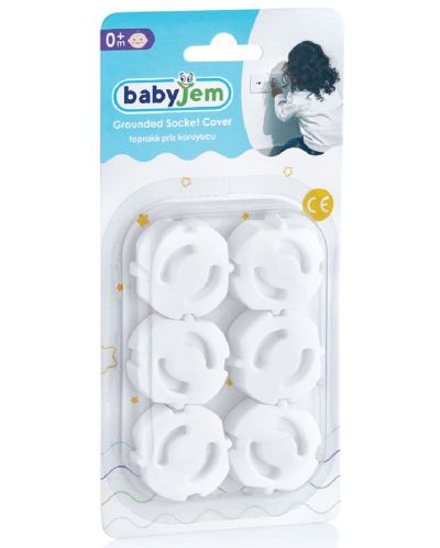Protectori de priză BabyJem - 6 bucăți, 3 x 3 cm, alb - 2